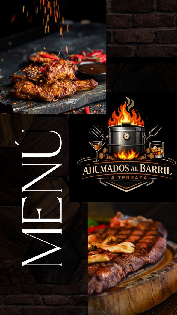 Menú de Ahumados Al Barril La Terraza con selección de carnes ahumadas y a la parrilla